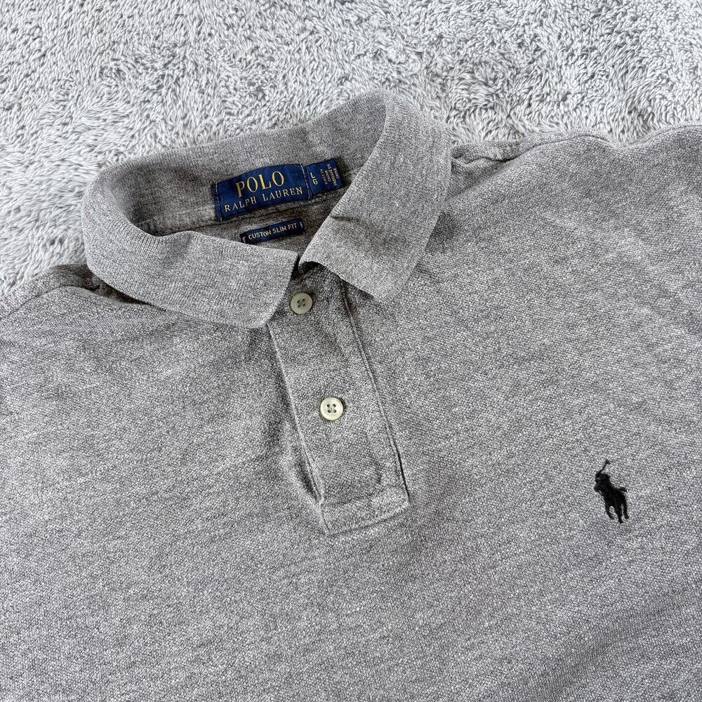 Polo Ralph Lauren Custom Slim Fit Gray Short Sleeve Shirt Sz L‎